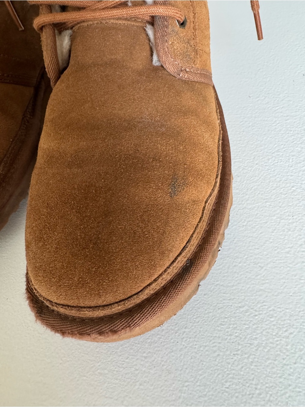UGG Harkley Chestnut Shearling Lined 1016472 Sheepskin Mid Top Lace Casual Boots - Picture 8 of 13